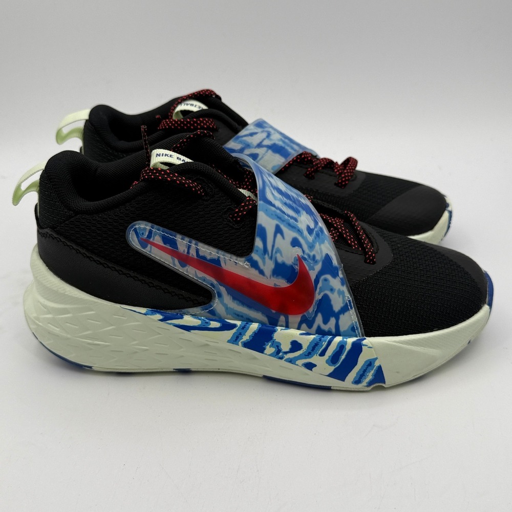 Nike Team Hustle D 12 SE Shoes Kids Size 5Y Black Bright Crimson IQ0815 001
